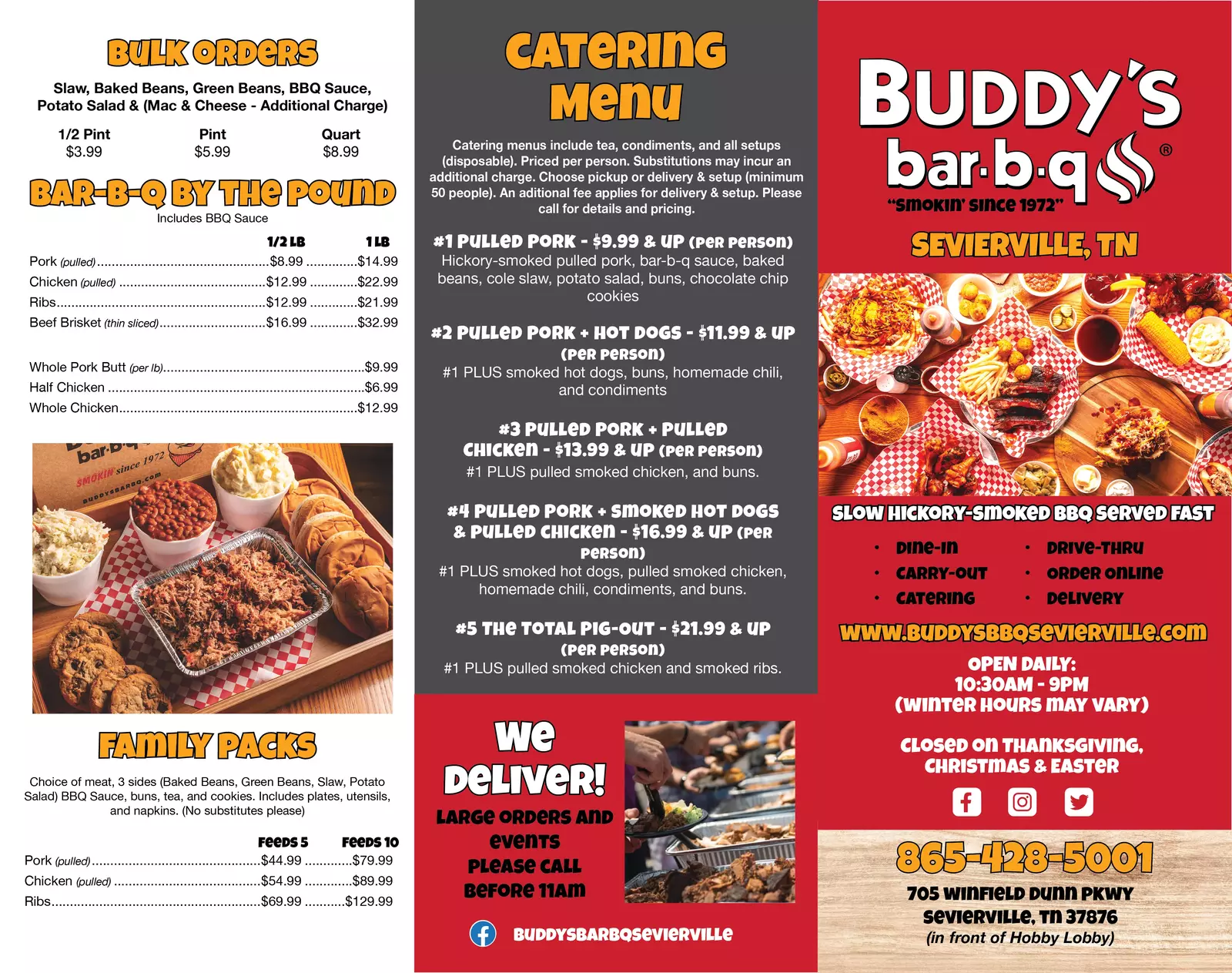Catering Menu for Buddy's